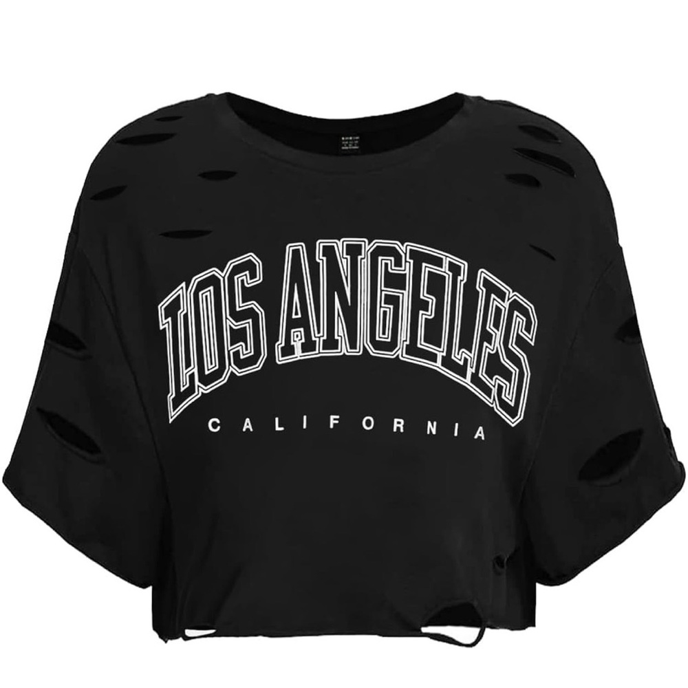 Black Los Angeles Cropped T-Shirt